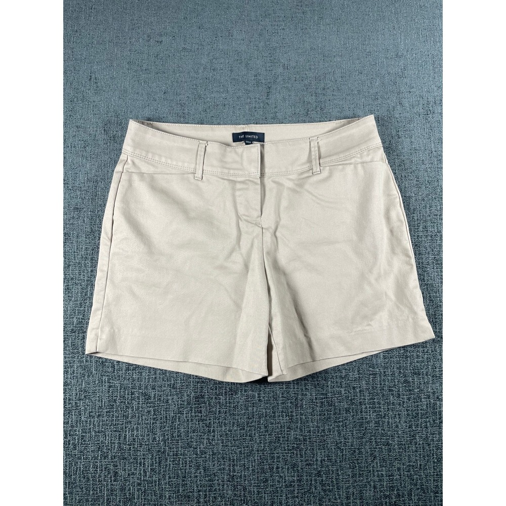 The Limited Womens Beige Chino Shorts Size 6 Mid Rise Flat Front Khaki Tan